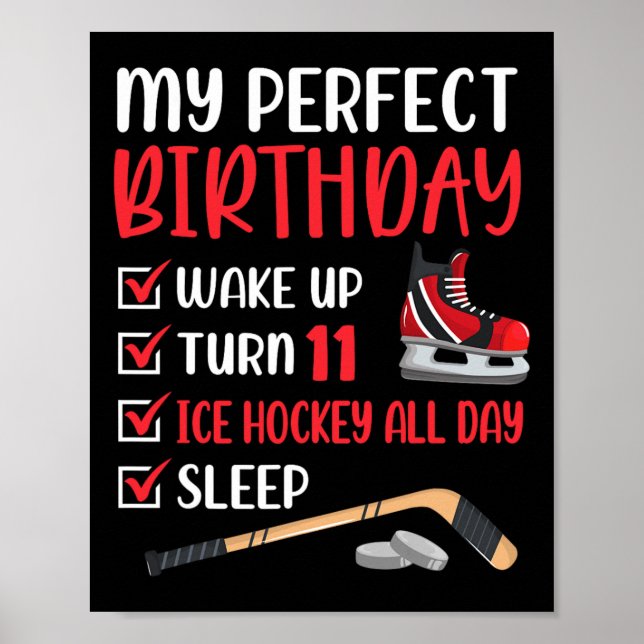 Poster 11 ans de hockey sur glace Anniversaire de fête 11 (Devant)