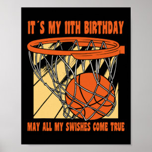 Poster 11 ans Joyeux 11e anniversaire Bysketbyll 11e bi