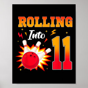 Poster 11 Bowling Anniversaire Fête 11 Anniversaire