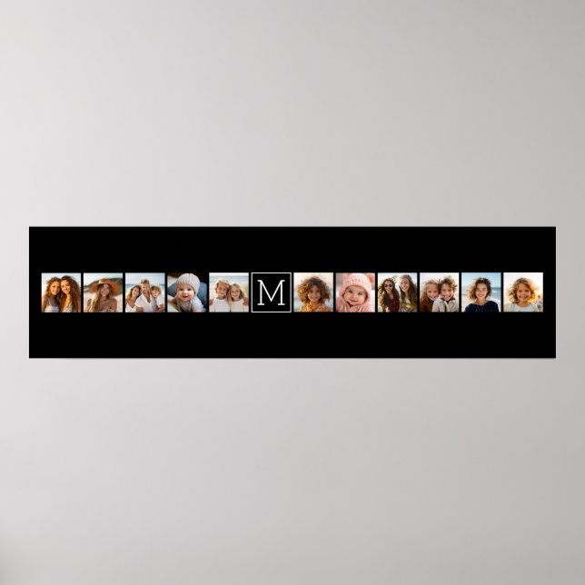 Poster 11 Photo Instagram Collage personnalisé Monogramme (Devant)