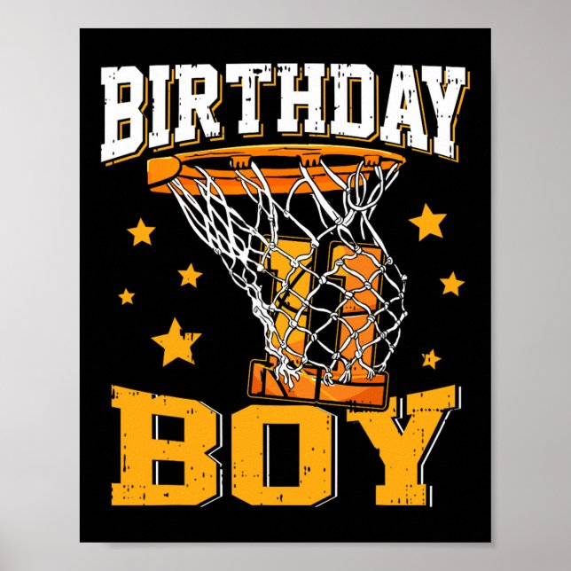 Poster 11e anniversaire Basketball garçon 11 ans Basketba (Devant)