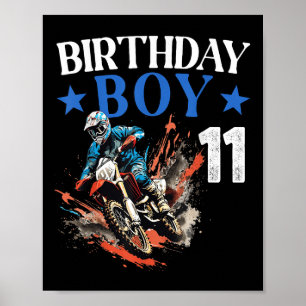 Poster 11e anniversaire Dirt Bike Motocross 11 ans B-da