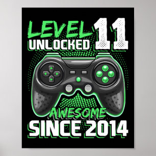 Poster 11e anniversaire Garçon niveau 11 Jeu 11 ans Jeu v