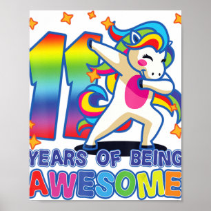 Poster 11E Anniversaire, Pour Filles, Unicorne, 11 Ans De