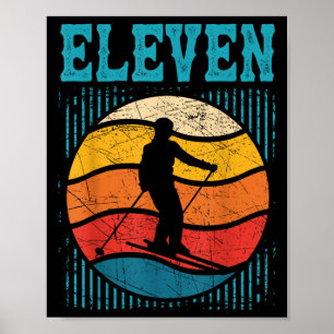 Poster 11e anniversaire Retro Ski Ski 11 ans Garçons Gi