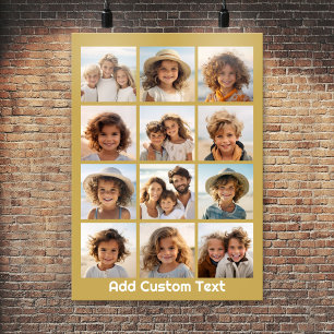 Poster 12 Collage de photos avec fond doré et texte