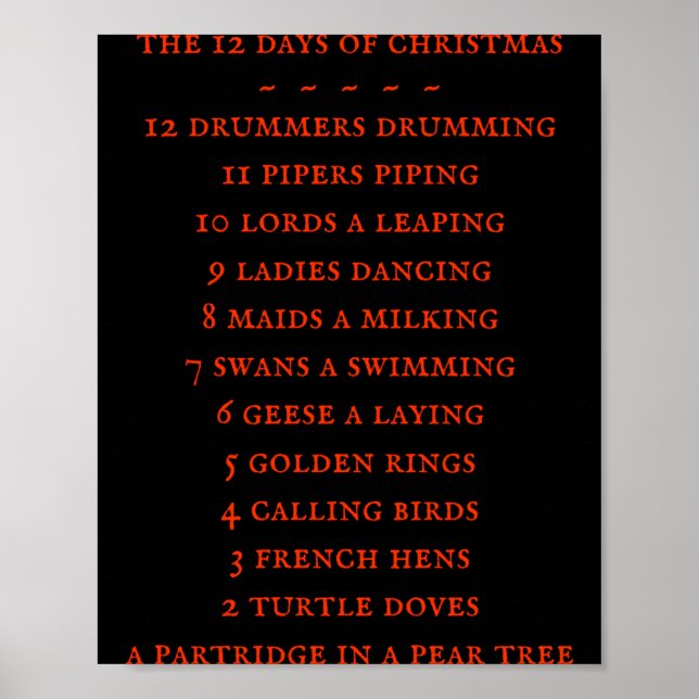 Poster 12 Days Lyrics Boys T Shirt  (Devant)
