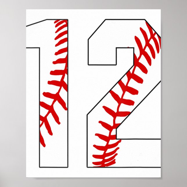 Poster #12 Laces de baseball Jersey de baseball Numéro 12 (Devant)
