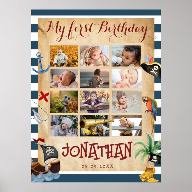 Poster 12 mois de première année photo collage (Devant)