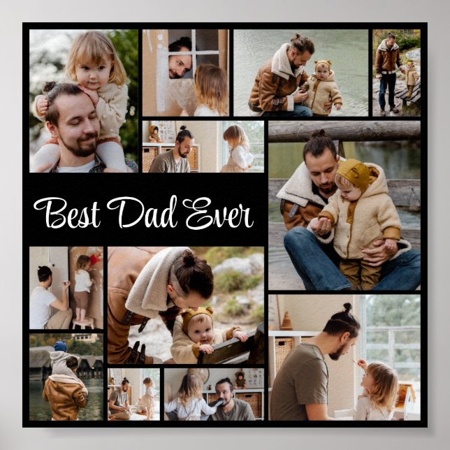 Poster 12 Photo Collage Meilleur Papa Jamais (Devant)