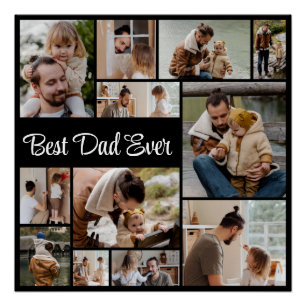 Poster 12 Photo Collage Meilleur Papa Jamais brillant