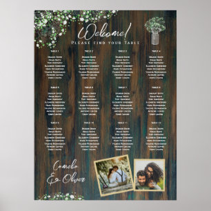 Poster 12 Table Bois rustique Gypsophila Mousse DE SIÈGE