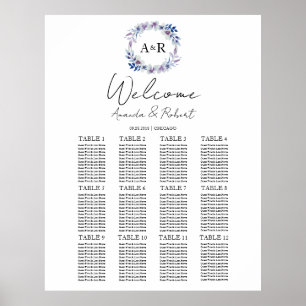 Poster 12 Tableaux Monogramme Mariage Planche