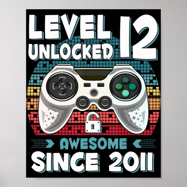 Poster 12ans Anniversaire Fils Garçon Jeu amusant 12e 12  (Devant)