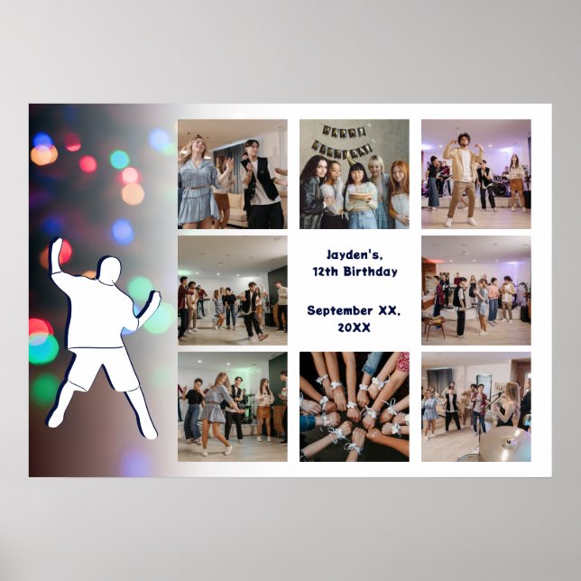 Poster 12e anniversaire Dance Party Photo Collage Modèle (Devant)