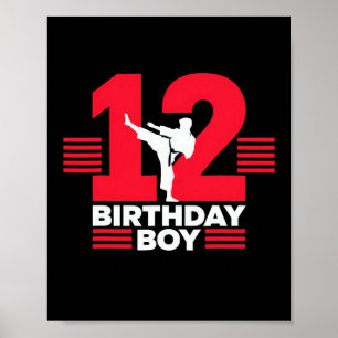 Poster 12e anniversaire Karate Boy 12 ans Taekwondo Lo