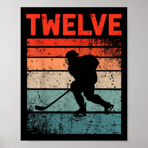 Poster 12e anniversaire Retro Hockey sur glace 12 ans Boy
