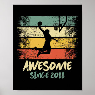 Poster 12ème Anniversaire Joueur De Basket-Ball Magnifiqu
