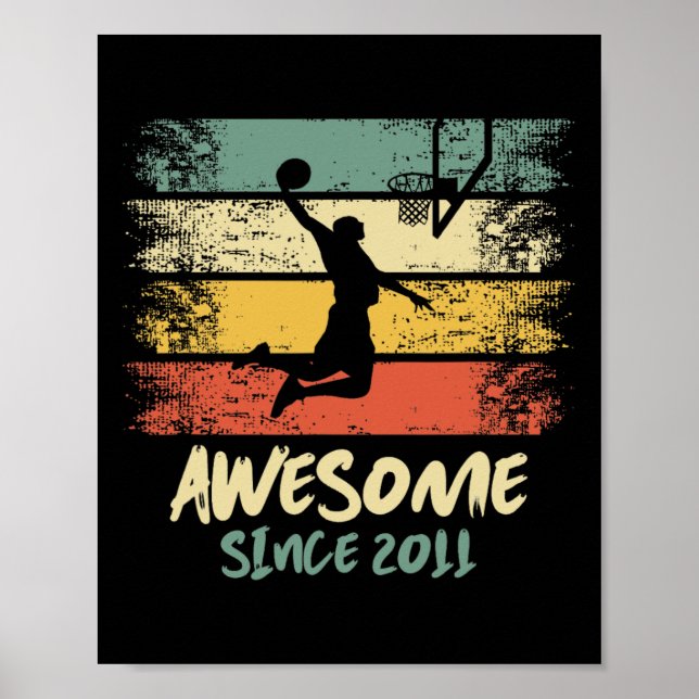 Poster 12ème Anniversaire Joueur De Basket-Ball Magnifiqu (Devant)