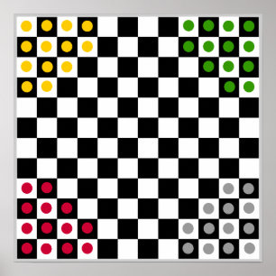 Poster 12x12 Halma Fridge ~TAG~ Carte (4 joueurs)