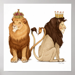 Poster 12x12 Lions en amour Imprimer