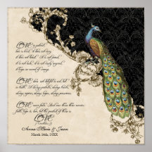 12x12 Peacock Vintage 1 - Mariage personnalisé