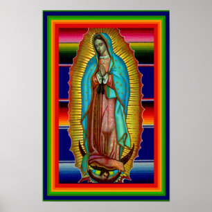 Poster 12x18 Our Lady of Guadalupe Zarape Tilma