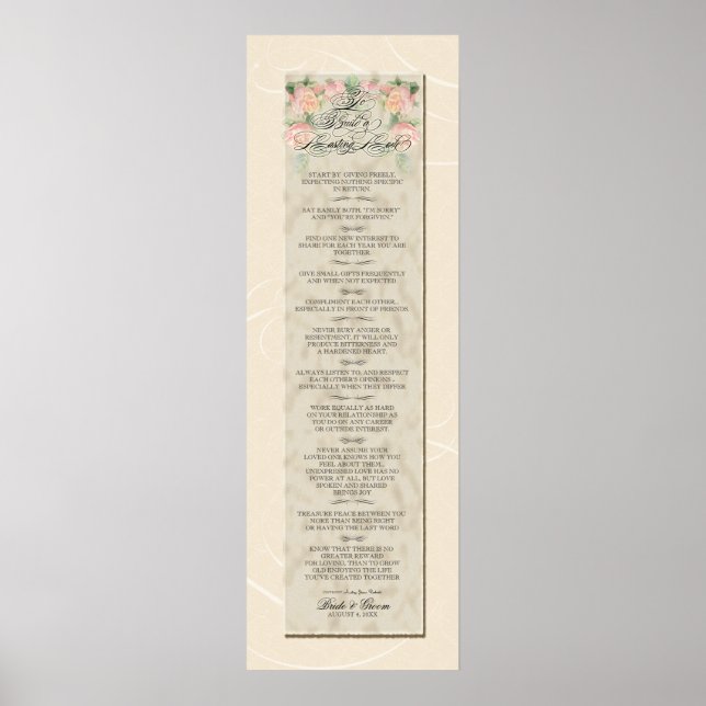 Poster 12x36 Pour Construire un Amour Durable - Crème Ros (Devant)
