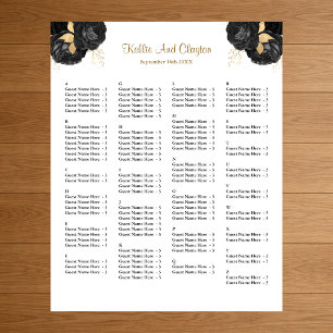 Poster 130 Plan de table de mariage floral noir et or