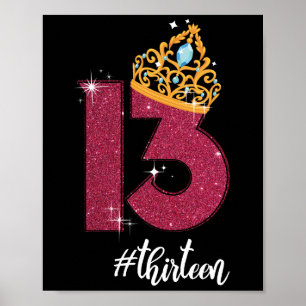 Poster 13 ans Adolescent officiel 13e anniversaire Cadeau