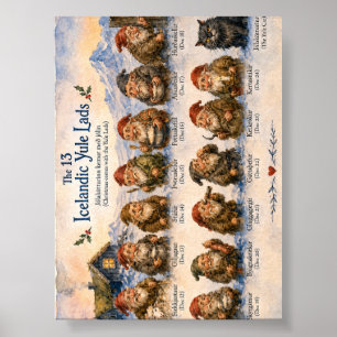 Poster 13 lutins islandais Noël en Islande