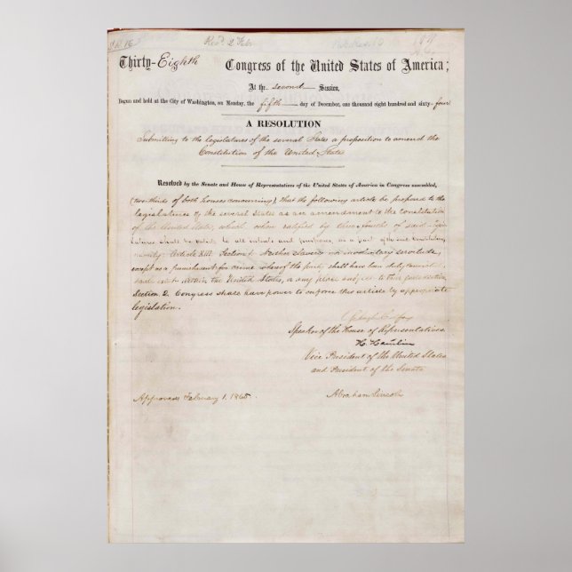 Poster 13e amendement de la Constitution des États-Unis (Devant)