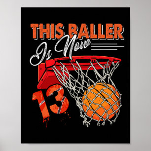 Poster 13e anniversaire Basketball Amusant 13 ans Enfants