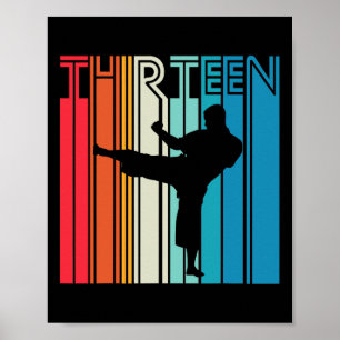 Poster 13e anniversaire Cadeau Karate Retro Taekwondo Mar