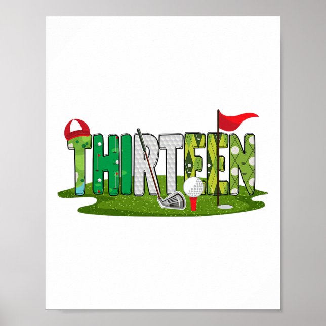Poster 13e Anniversaire Golf Thème 13 ans Enfants Sport P (Devant)