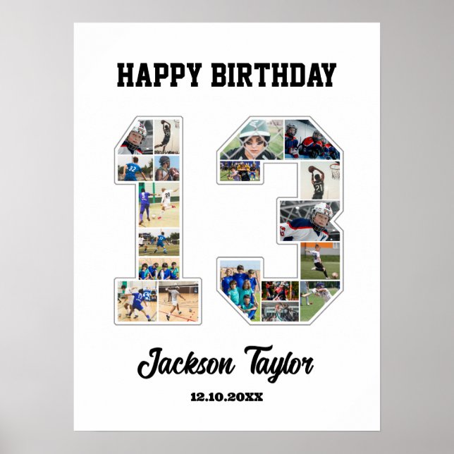 Poster 13e anniversaire Numéro 13 Collage photo (Devant)