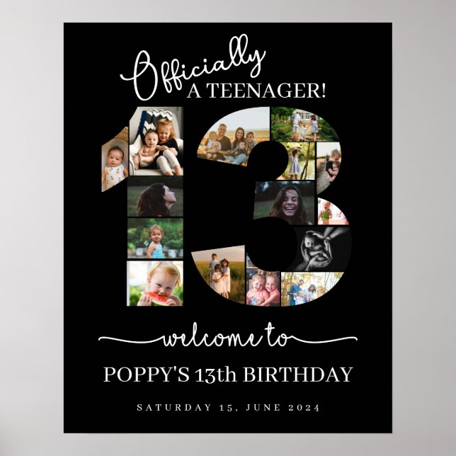 Poster 13e anniversaire officiellement un collage photo a (Devant)