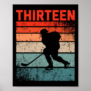Poster 13e anniversaire Retro Hockey sur glace 13 ans Boy