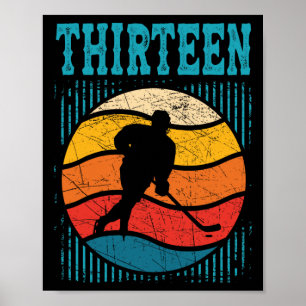 Poster 13e anniversaire Retro Hockey sur glace 13 ans Boy