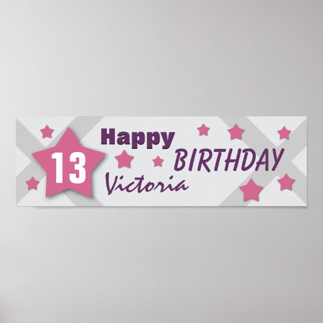 Poster 13e anniversaire Star Banner PINK PURPLE SILVER V1 (Devant)