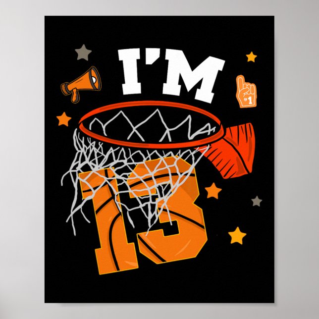 Poster 13th Birthday Sketll Boy 13 Yr Old Thirteen Years  (Devant)