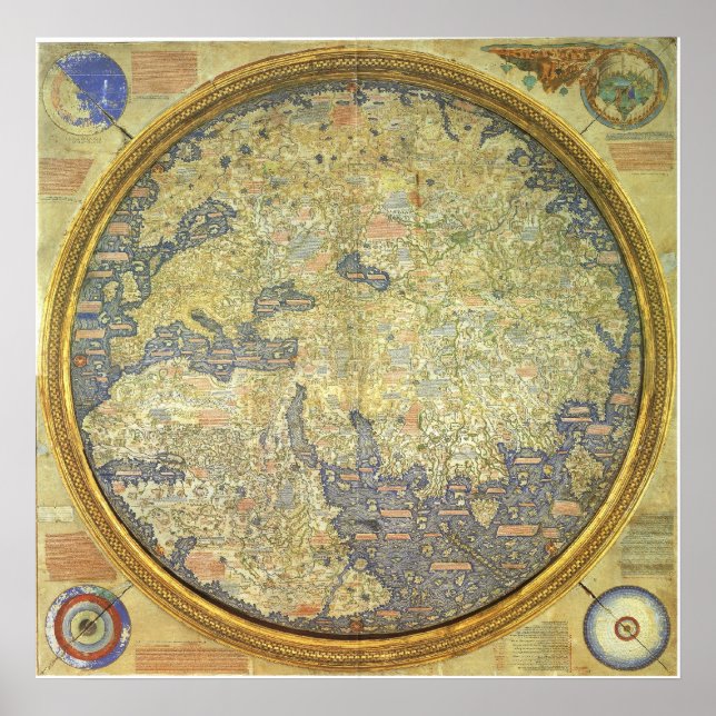 Poster 1460 La carte du monde inversée Fra Mauro (Devant)
