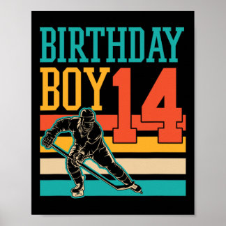Poster 14 Ans Hockey sur glace Thème 14ème anniversaire f