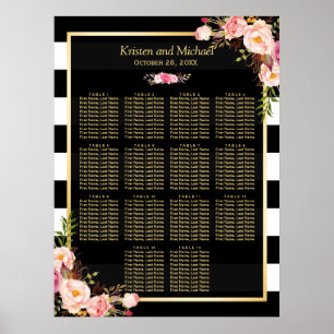 Poster 14 Tableaux Mariage rose floral