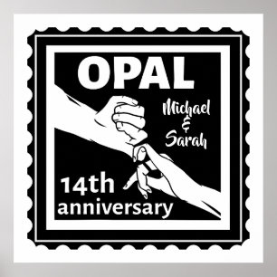 Poster 14e anniversaire du mariage Opal traditionnel