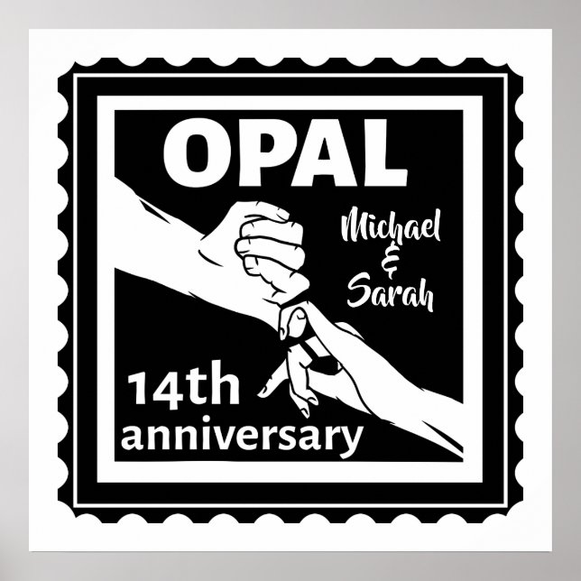 Poster 14e anniversaire du mariage Opal traditionnel (Devant)