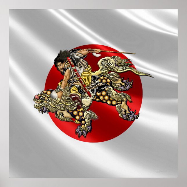 Poster [150] Hokusai - Shoki Riding Shishi Lion (Devant)