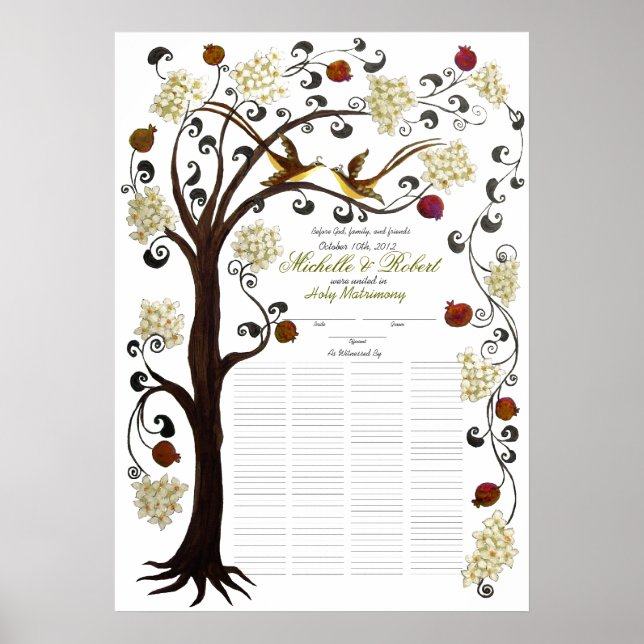 Poster 150 invités - Ivory Tree of Life Quaker 28"x20" (Devant)