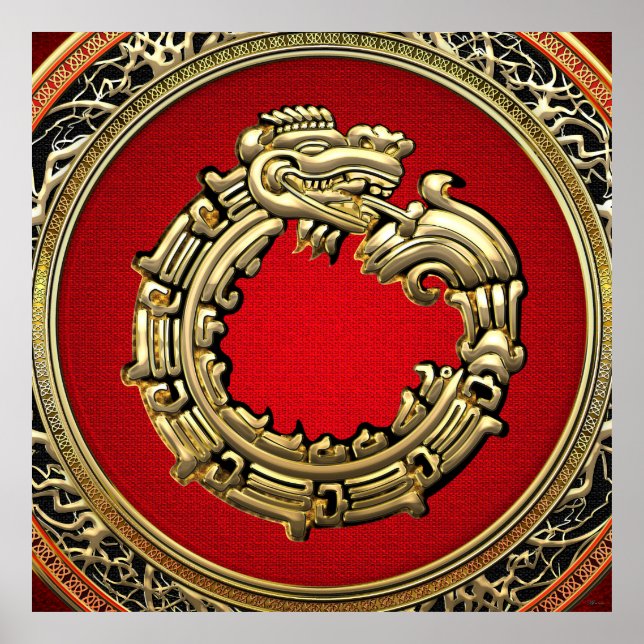 Poster [150] Serpent Dieu Quetzalcoatl [Or] (Devant)
