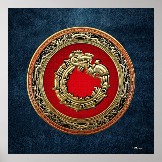 Poster [150] Serpent Dieu Quetzalcoatl [Or] (Devant)